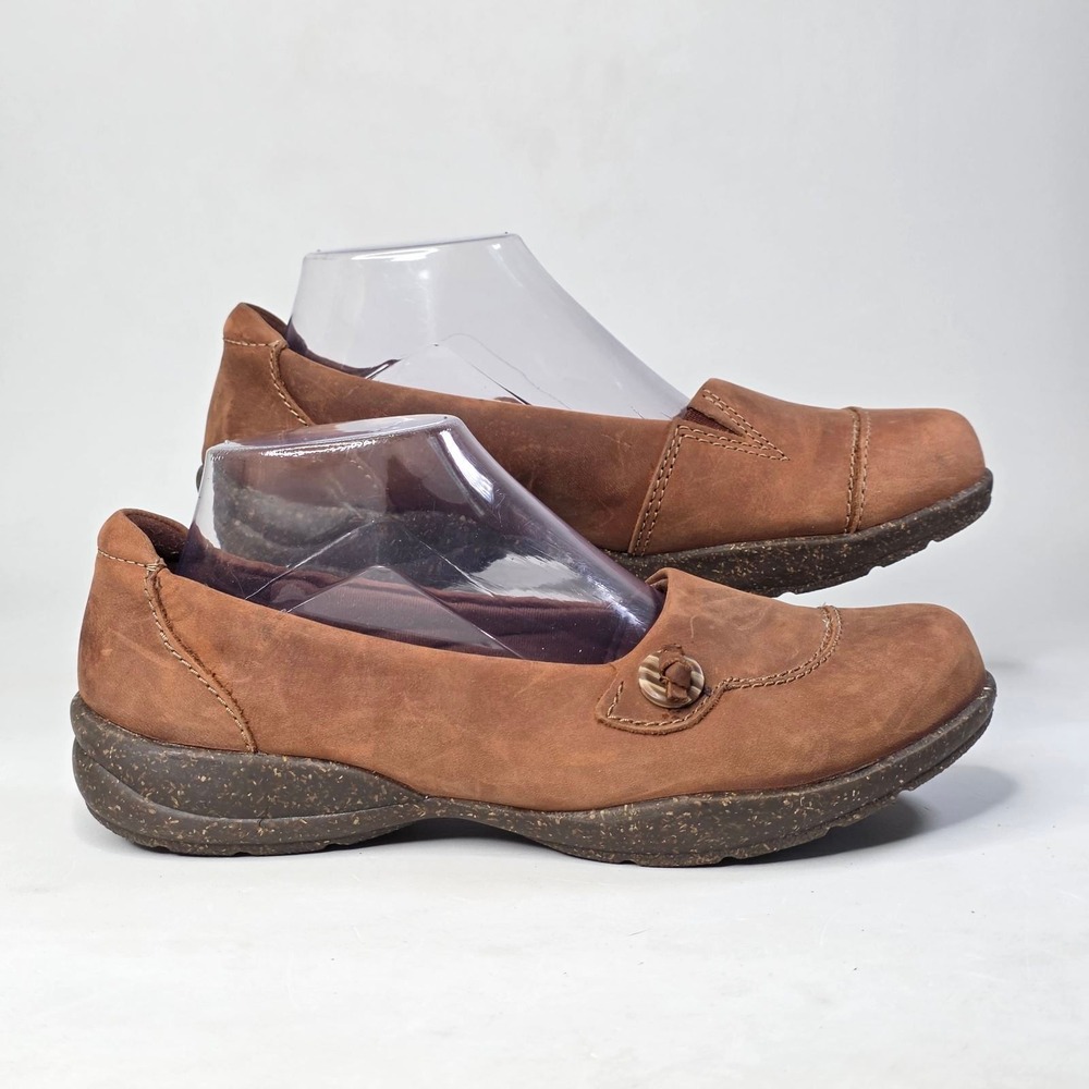 Clarks Collection Cheyn Madi Loafers Women's 8.5 Tan Brown Leather Comfort Shoes